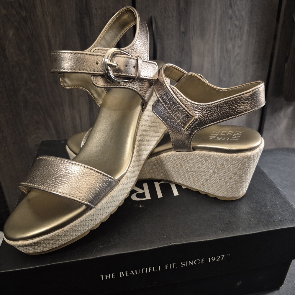 Naturalizer Metallic Wedge Sandals